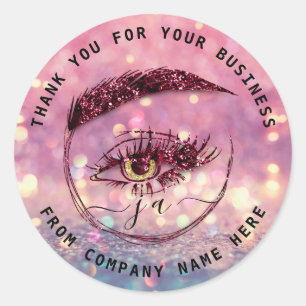 Eyelash Logotyp Namn Holograph Tack Monogram Ro Runt Klistermärke