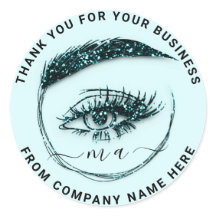Eyelash Logotyp Namn Tack Glitter Teal White Blue