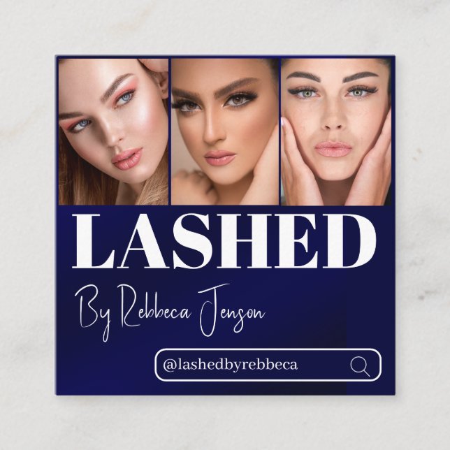 Eyelash Makeup Artist Blue Beauty Salon qr-kod Fyrkantigt Visitkort (Framsida)