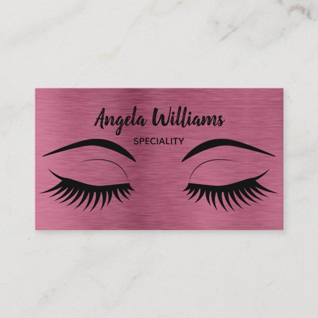 Eyelash makeup artist chic metallic guld ro visitkort (Framsida)