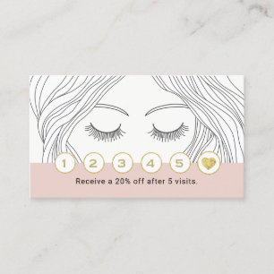 Eyelash Makeup Artist Hand Teckning Girl Loyalty Lojalitetskort