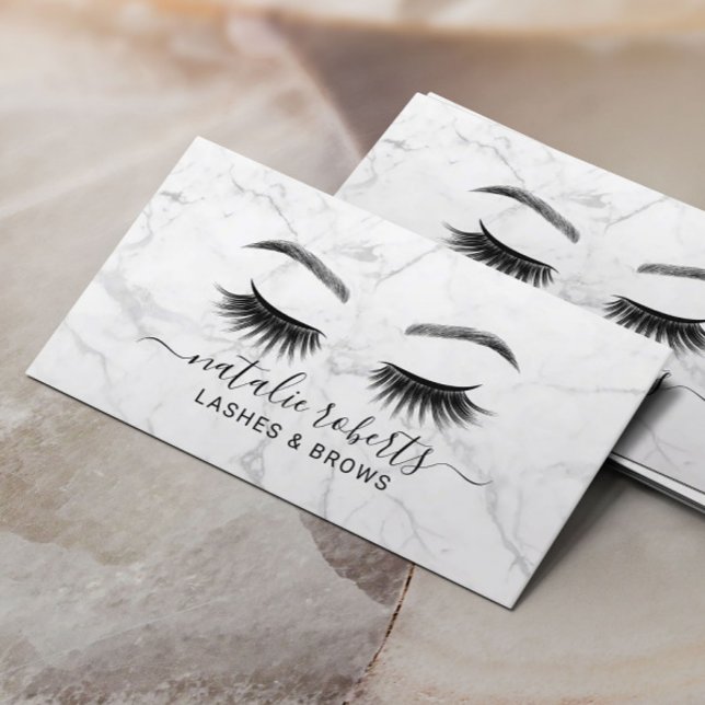 Eyelash Makeup Artist Lash & Brows Salon Marble Visitkort (Skapare uppladdad)