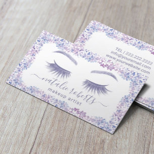 Eyelash Makeup Artist Lavender Blommigt Beauty Sal Visitkort