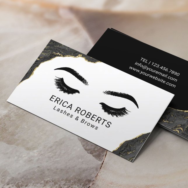 Eyelash Makeup Artist Modern Black Geode Salon Visitkort (Skapare uppladdad)