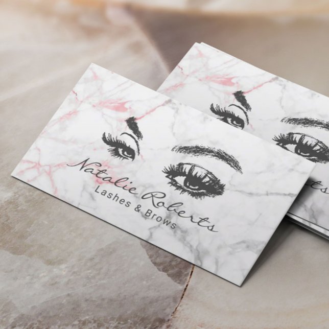 Eyelash Makeup Artist Modern Marble Beauty Salon Visitkort (Skapare uppladdad)