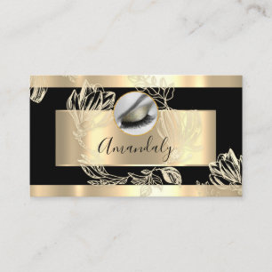 Eyelash Makeup Artist QR Code Logotyp Black Guld Visitkort