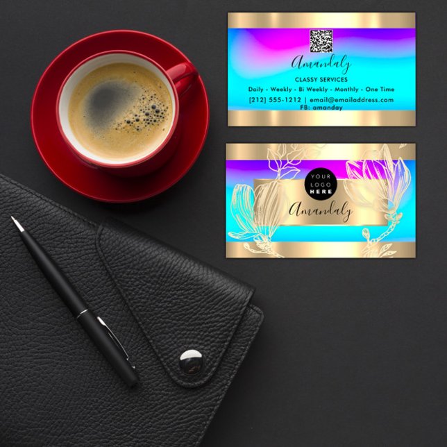 Eyelash Makeup Artist QR Logotyp Blommigt Rosa Visitkort (Eyelash Makeup Artist QR Code Logo Floral Pink Business Card)