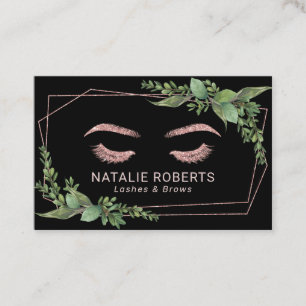 Eyelash Makeup Artist Ro Guld Geometric Greenery Visitkort