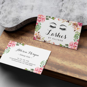 Eyelash Makeup Artist Romantic Blommigt Wrapping Visitkort