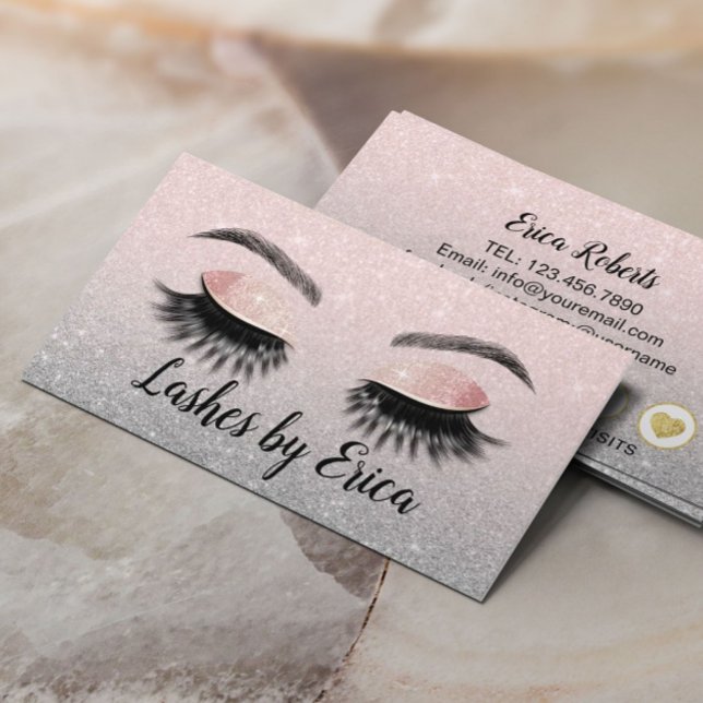 Eyelash Makeup Artist  Rosa Glitter Loyalty Lojalitetskort (Skapare uppladdad)