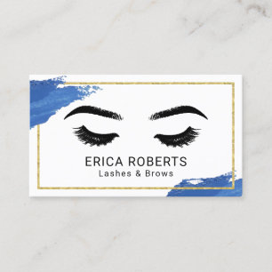 Eyelash Makeup Artist Royal Blue Brushstroke Salon Visitkort