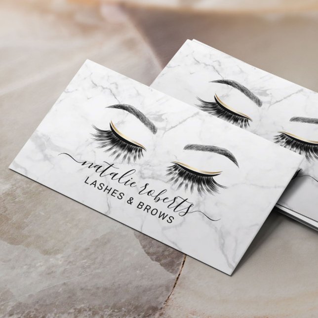 Eyelash Makeup Artist Trendig Marble Lash Salon Visitkort (Skapare uppladdad)
