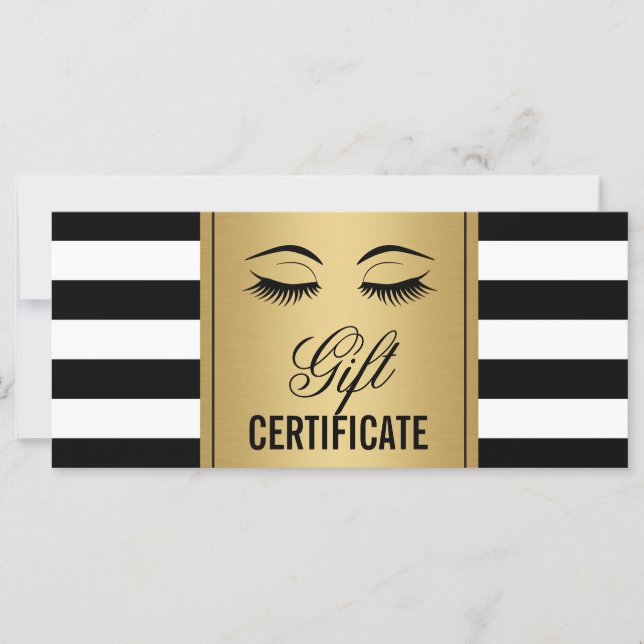 Eyelash Makeup Gift Certificate Guld B&W Rand (Framsida)