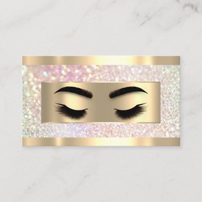 Eyelash Makeup Holograph QR Code Logotyp Glitter Visitkort (Framsida)