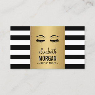 Eyelash Makeup Logotyp Guld Black White Rand Visitkort