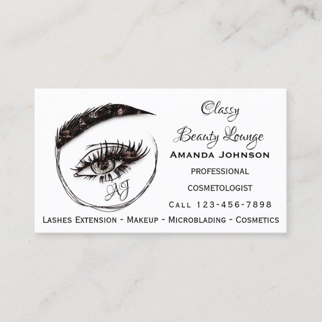 Eyelash Makeup Microblade-Logotyp QrCode Brown Visitkort (Framsida)