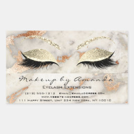 Eyelash Makeup OSA Coral Marble Ro Grått Glitter Rektangulärt Klistermärke