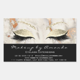 Eyelash Makeup OSA Coral Marble Ro Guld Glitter Rektangulärt Klistermärke
