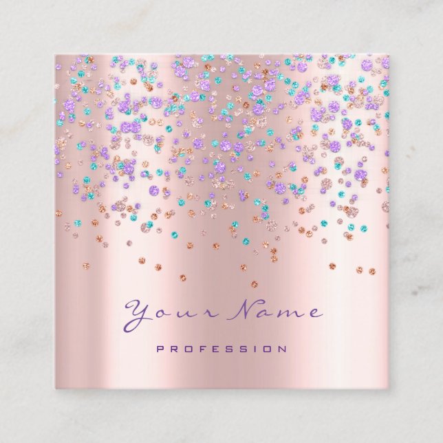 Eyelash Makeup Ro Lila Confetti Eyelash Makeup Fyrkantigt Visitkort (Framsida)