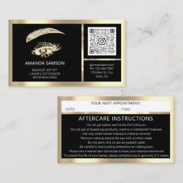 Eyelash Microblade QR CODE Aftercare Black Guld Visitkort