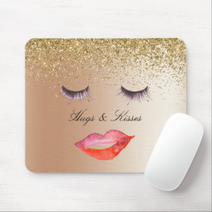 Eyelash och Läppar Guld Glitter Ombre Musmatta