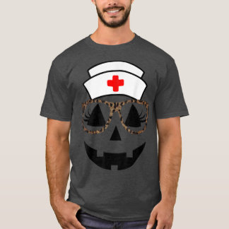 Eyelash Pumpkin Nurse Leopard Glasses Jackolantern T Shirt