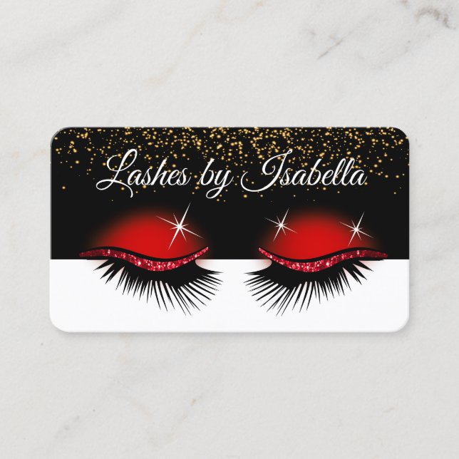 Eyelash - Red Glitter Visitkort (Framsida)