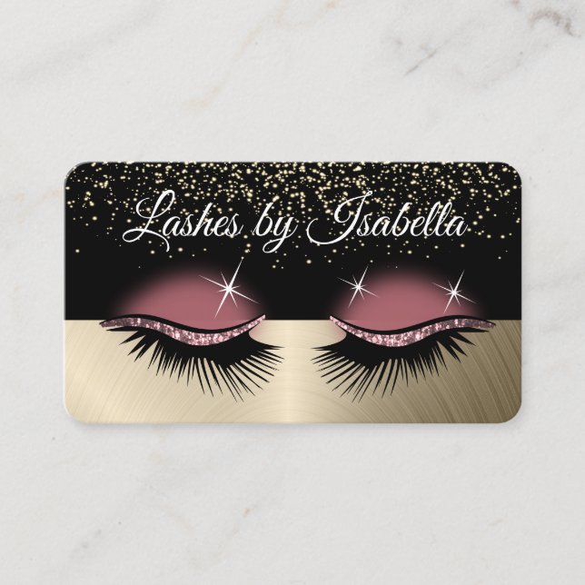 Eyelash - Ro Guld Glitter Visitkort (Framsida)