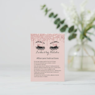 Eyelash Salon Rosa ros Guld Drift och eftervård Visitkort