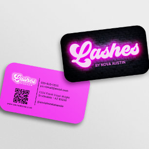 Eyelash Tech Glam Aesthetic Shock rosa QR Code Visitkort