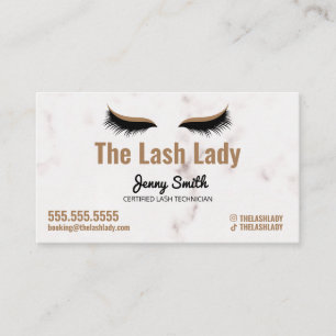 EyeLash Tech Lash Beauty Salon Luxe Marble Guld Visitkort