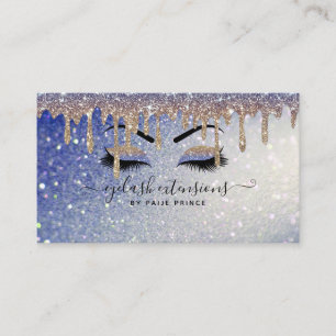Eyelash Tech Lash Stylist Guld Blue Glitter Drift Visitkort