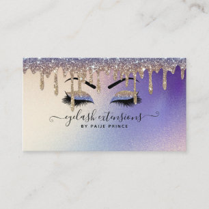Eyelash Tech Lash Stylist Guld Blue Glitter Drift Visitkort