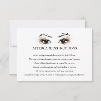 Eyelash-tillägg Brow Pub Aftercare Instruktioner Inbjudningar