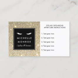 Eyelash with Guld Glitter After Care Card Visitkort