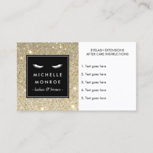 Eyelash with Guld Glitter After Care Card Visitkort