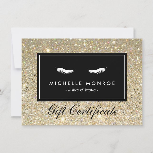 Eyelash with Guld Glitter Gift Certificate (Framsida)