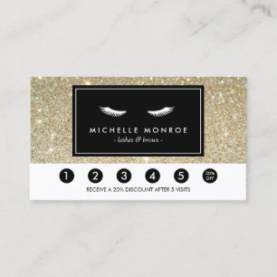 Eyelash with Guld Glitter Loyalty Slå Card Lojalitetskort