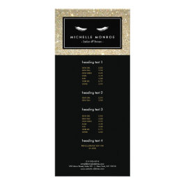 Eyelash with Guld Glitter Rack Card Reklamkort