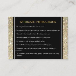 Eyelash with Guld Glitter Salon Aftercare Card Visitkort