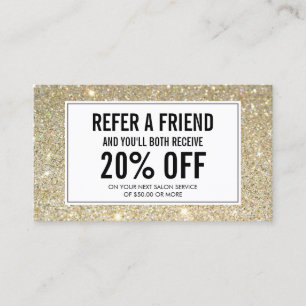 Eyelash with Guld Glitter Salon Referrcard Rabattkort
