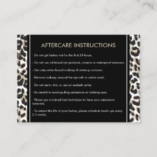 Eyelash with Leopard Print Aftercare Card Visitkort