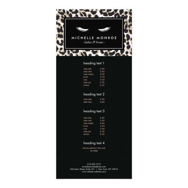 Eyelash with Leopard Print Rack Card Reklamkort (Framsidan)