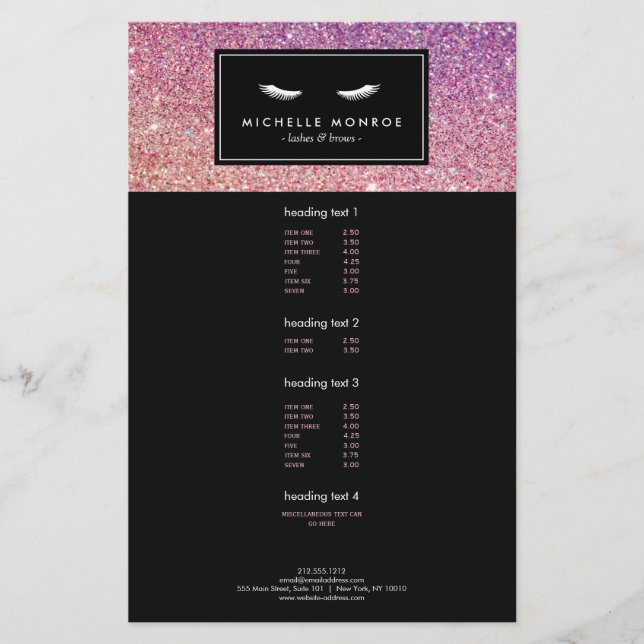 Eyelash with Lila/Rosa Glitter Flyer (Framsidan)