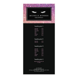 Eyelash with Lila/Rosa Glitter Rack Card Reklamkort