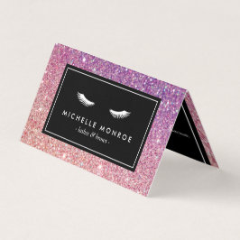 Eyelash with Lila/Rosa Glitter Salon Aftercare Visitkort