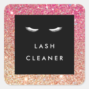Eyelash with Red/Bronze Glitter Lash Cleaner Fyrkantigt Klistermärke