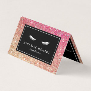 Eyelash with Red/Bronze Glitter Salon Aftercare Visitkort