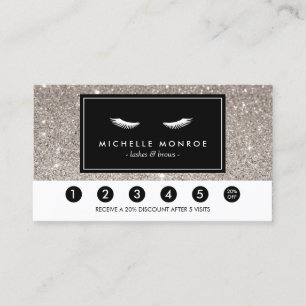 Eyelash with Silver Glitter Loyalty Slå Card Lojalitetskort