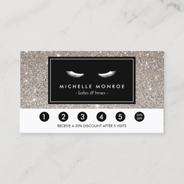 Eyelash with Silver Glitter Loyalty Slå Card Lojalitetskort (Framsida)